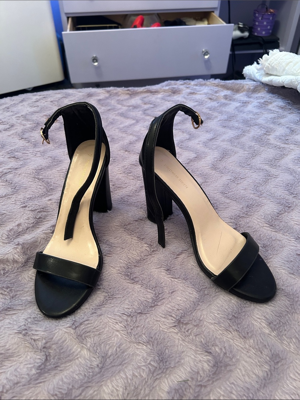Black Ankle-Strap Block Heel Sandals - Women